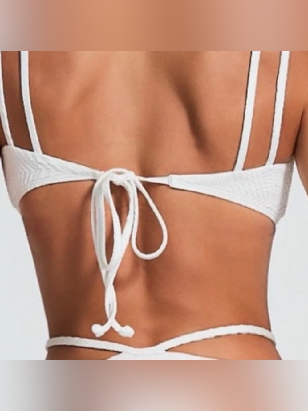 DEVON WINDSOR White Textured Strappy Bikini Top NWT - Picture 3 of 7